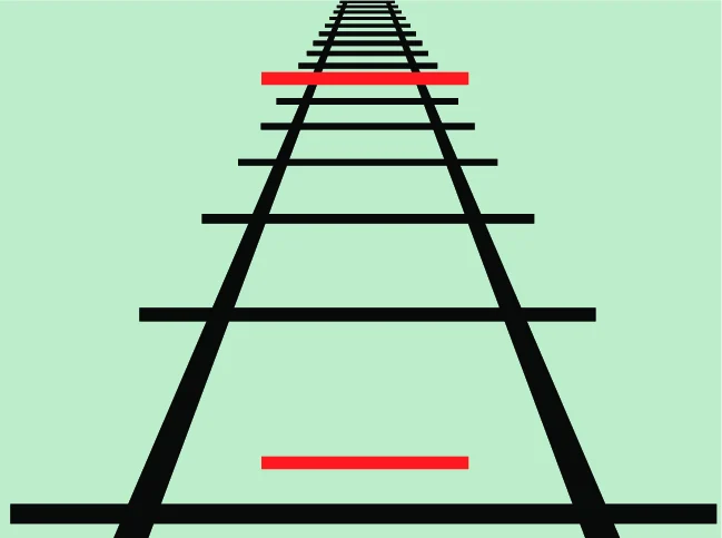 Ponzo illusion 예시 이미지